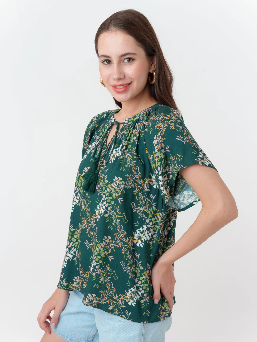 Dark Cedar Printed Regular Top - Image 3