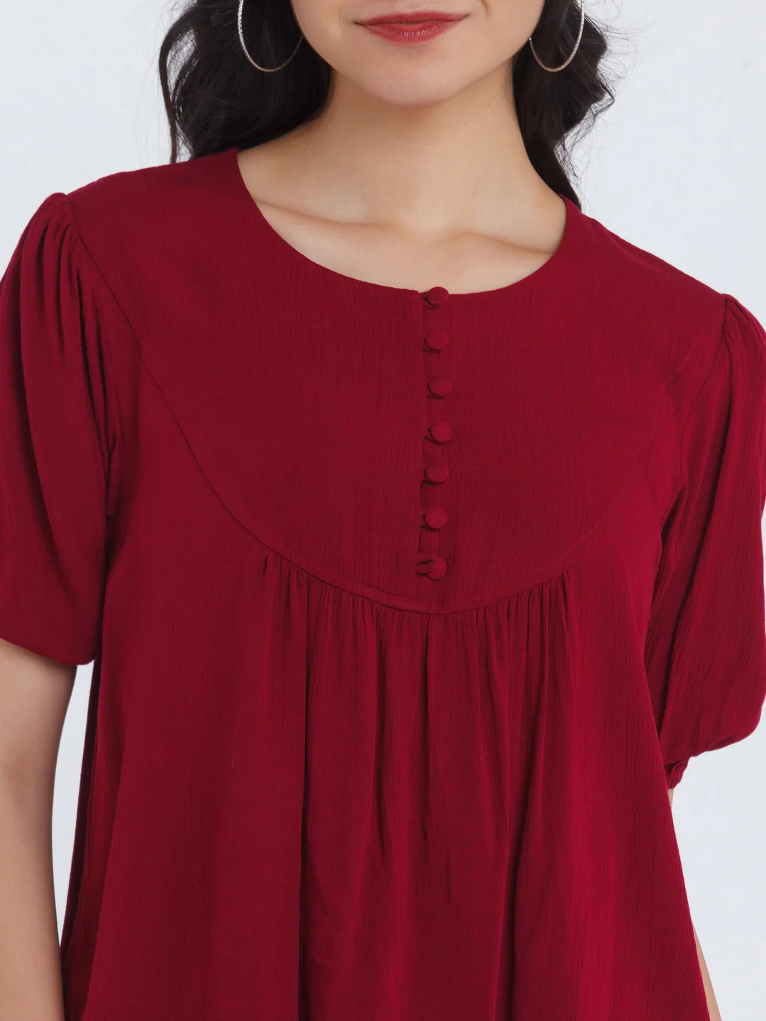 Dark Green Solid Gathered Top - Image 6