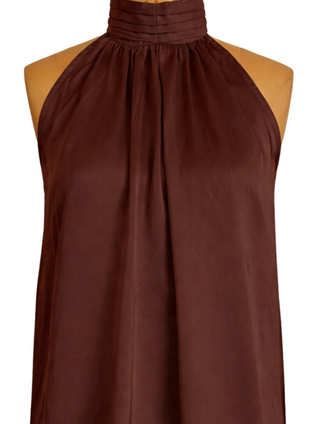 Brown Solid Sleeveless Mini Dress - Image 5