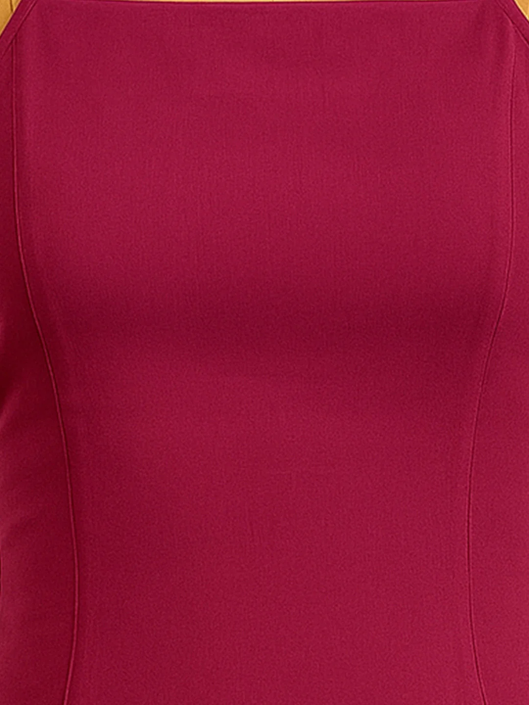 Maroon Solid Sleeveless Mini Dress - Image 5