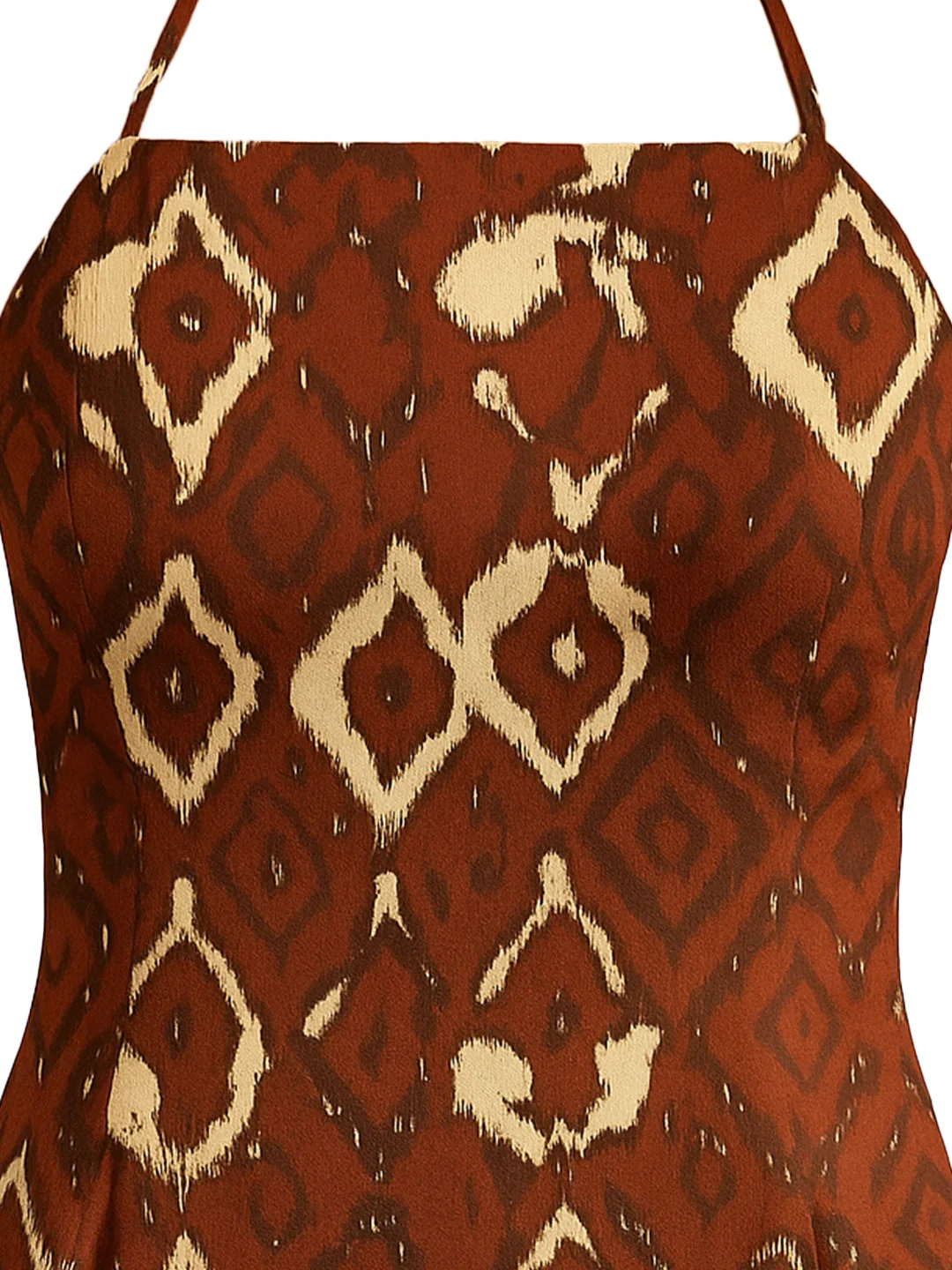 Brown Ethnic Motif Shoulder Straps Mini Dress - Image 5