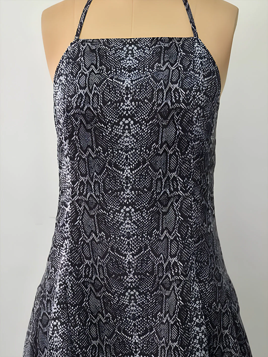 Black Animal Print Shoulder Straps Mini Dress - Image 5