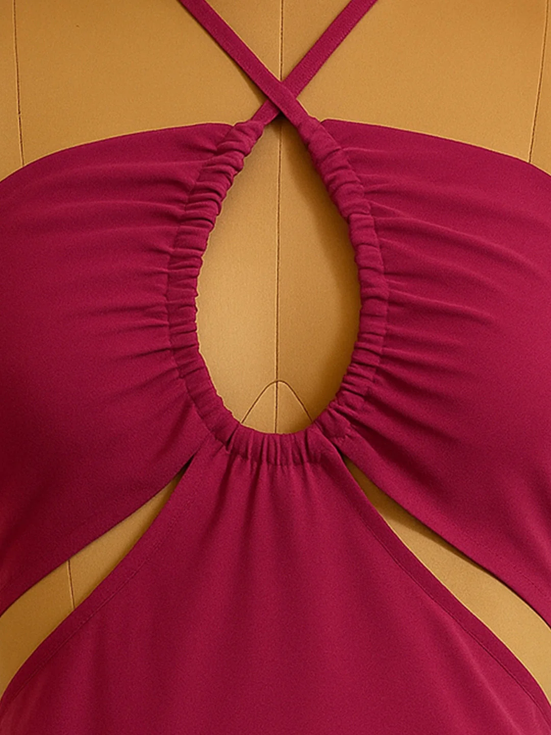 Magenta Solid Sleeveless Mini Dress - Image 5