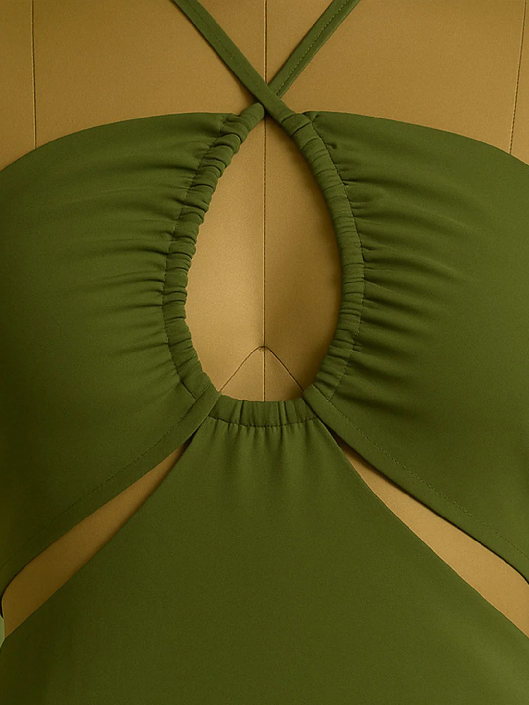 Olive Solid Sleeveless Mini Dress - Image 5