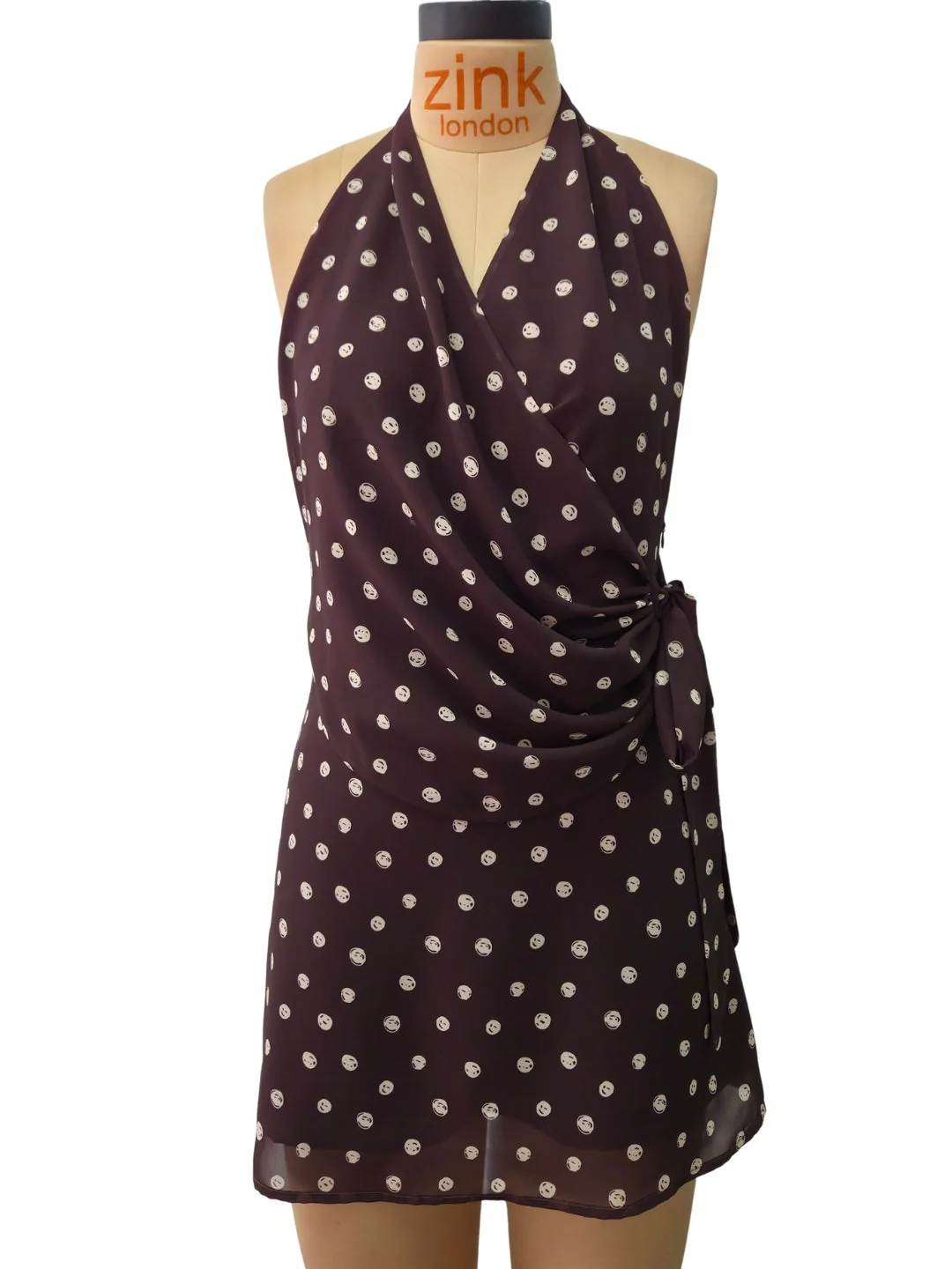 Brown Polka Dot Sleeveless Mini Dress - Image 5