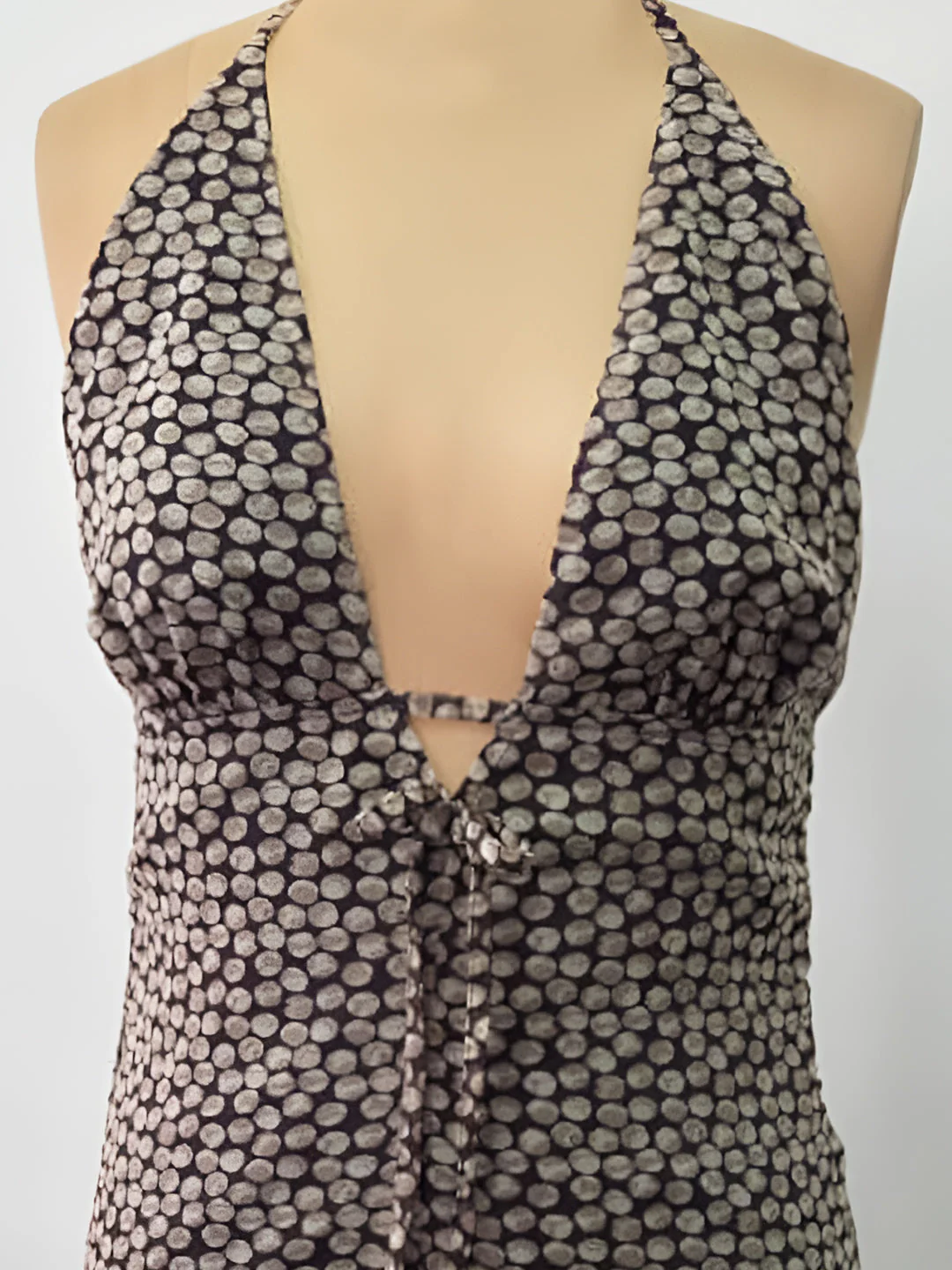 Brown Abstract Shoulder Straps Mini Dress - Image 5