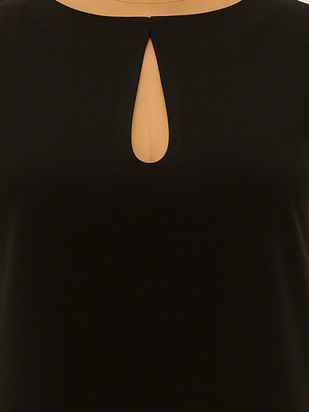 Black Solid Sleeveless Mini Dress - Image 5