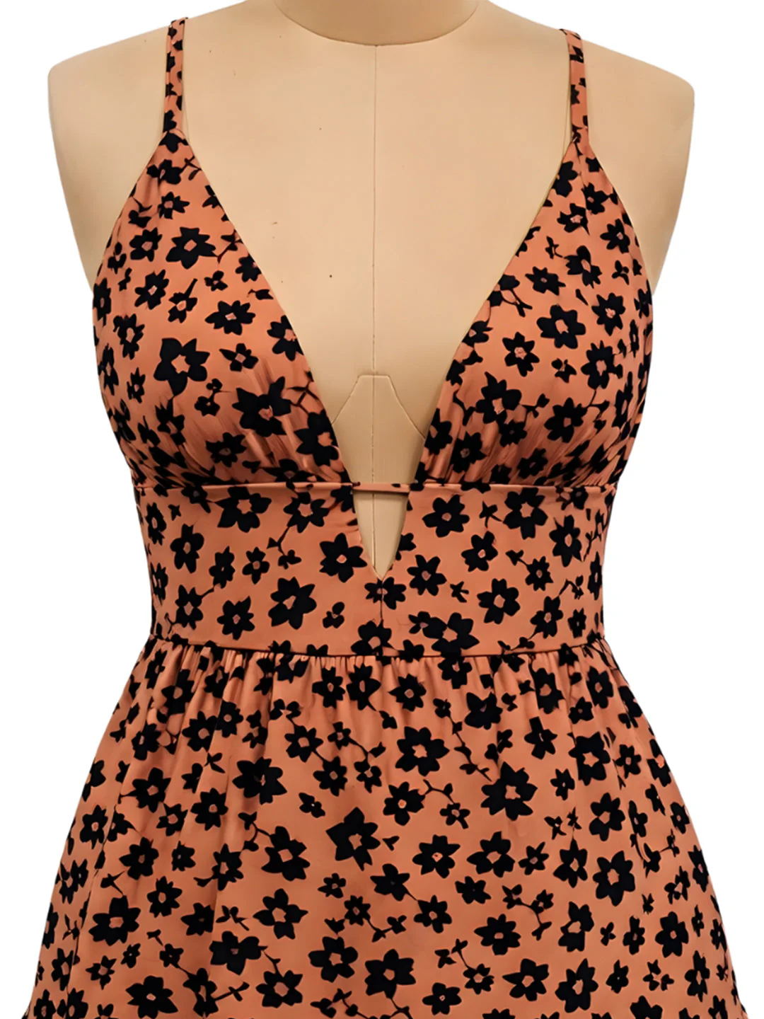 Orange Floral Shoulder Straps Mini Dress - Image 5