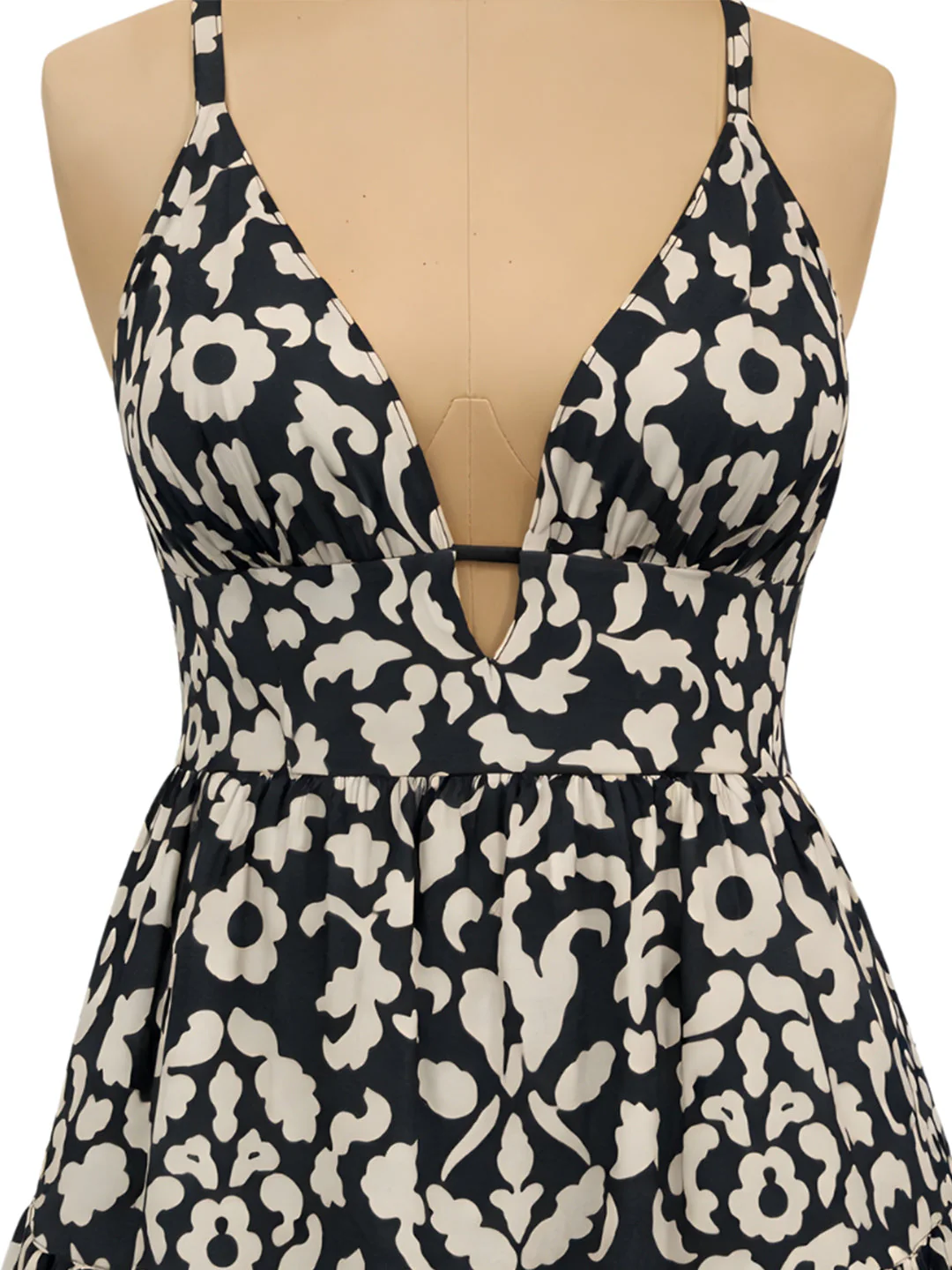 Black Ethnic Motifs Shoulder Straps Mini Dress - Image 5