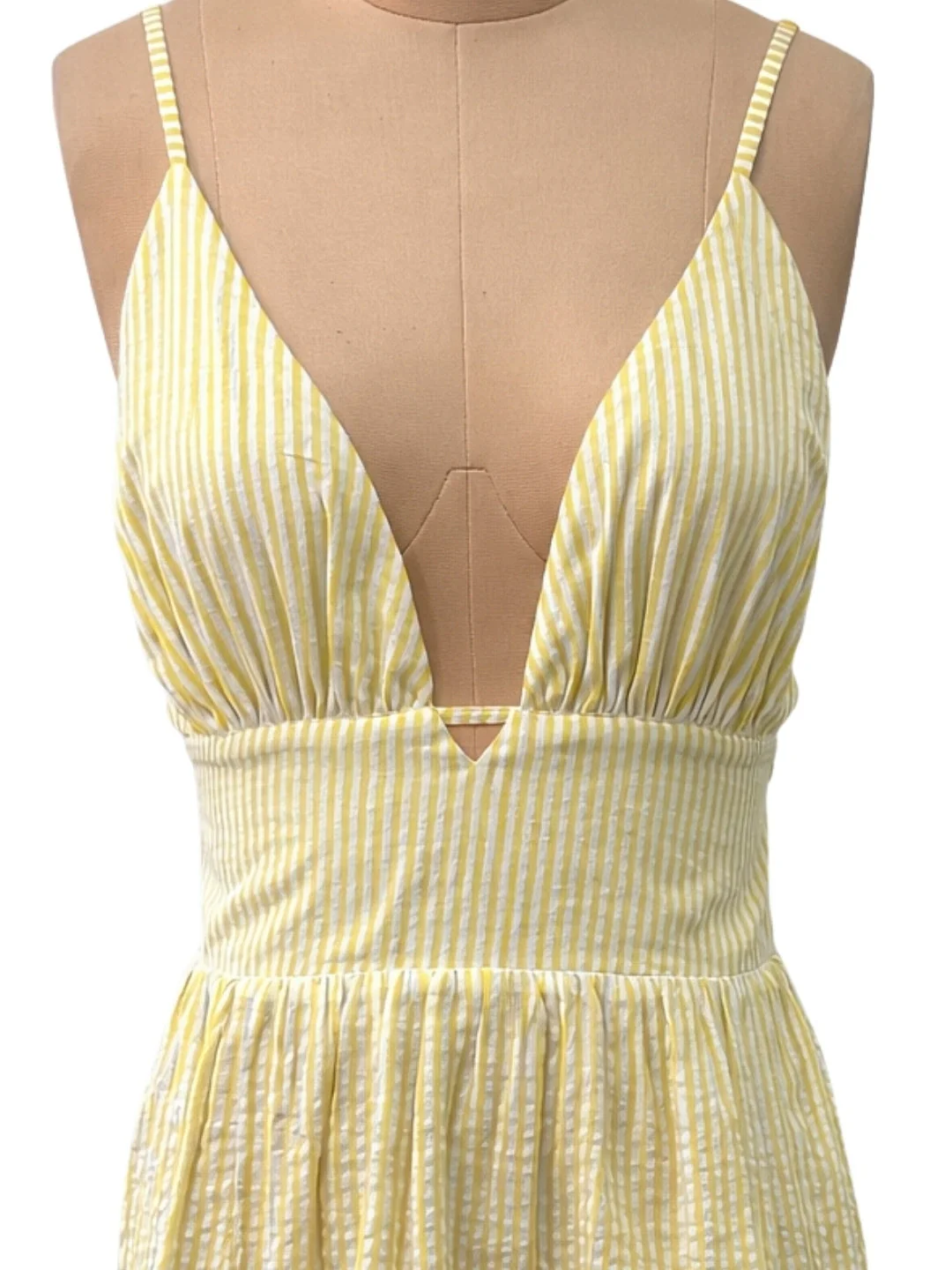 Yellow Stripes Shoulder Straps Mini Dress - Image 5