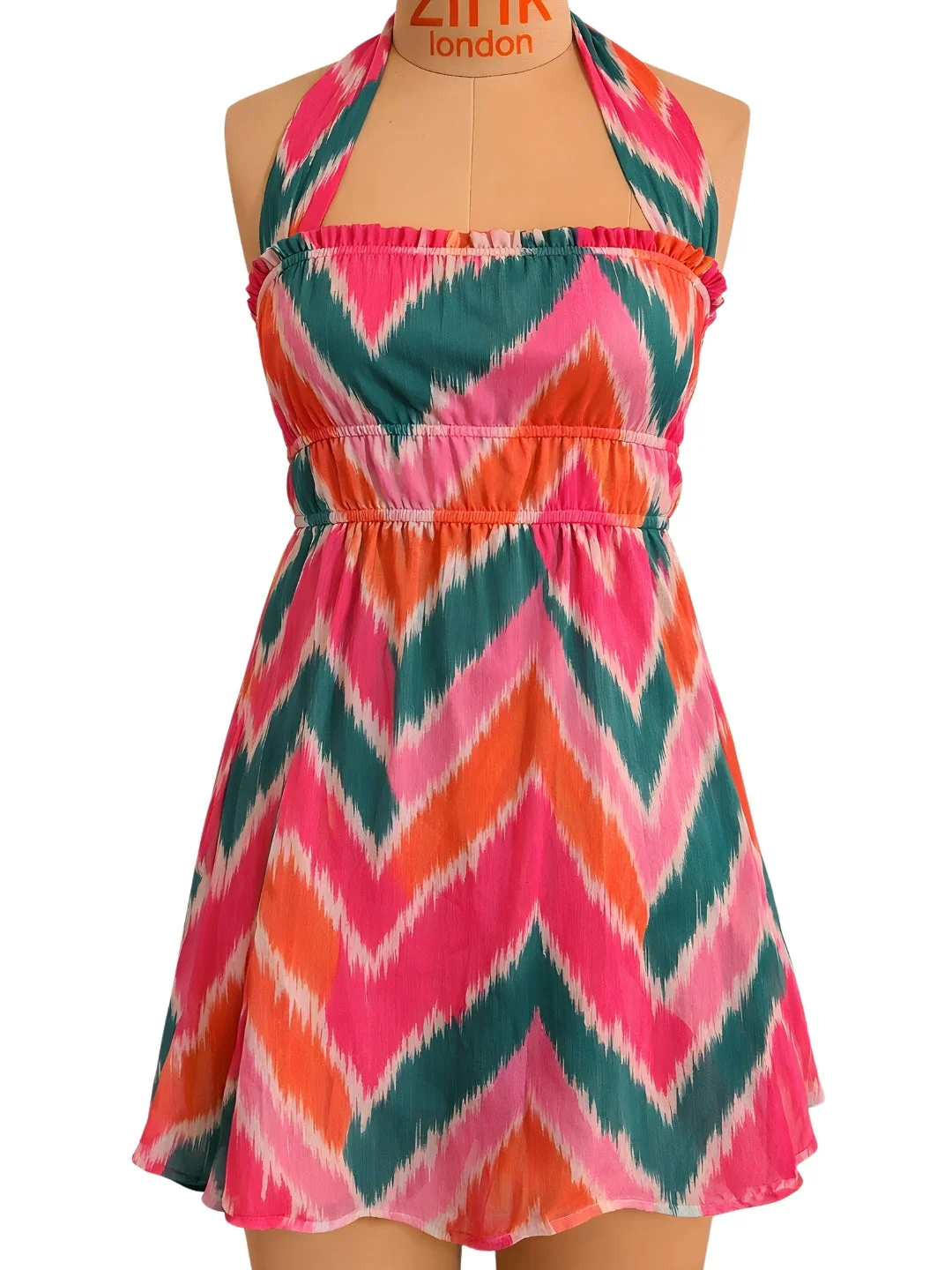 Multi Zig Zag Sleeveless Mini Dress - Image 5