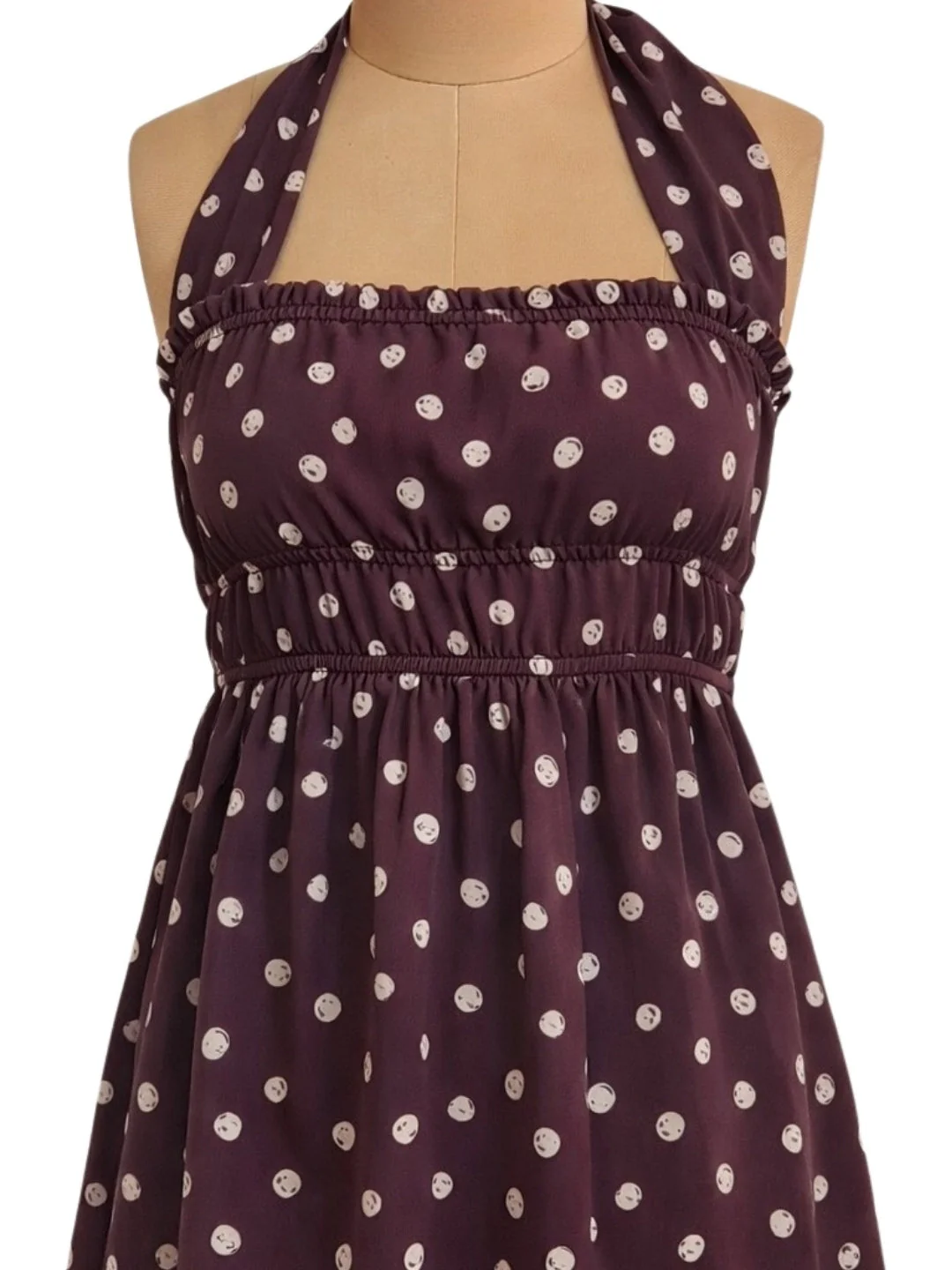 Brown Polka Dot Sleeveless Mini Dress - Image 5