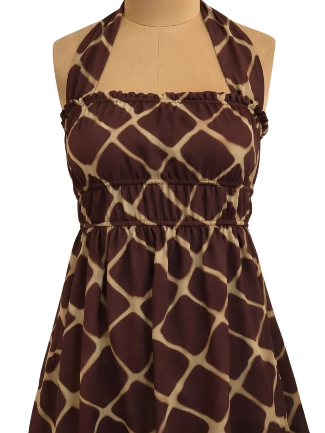 Brown Geometric Sleeveless Mini Dress - Image 5