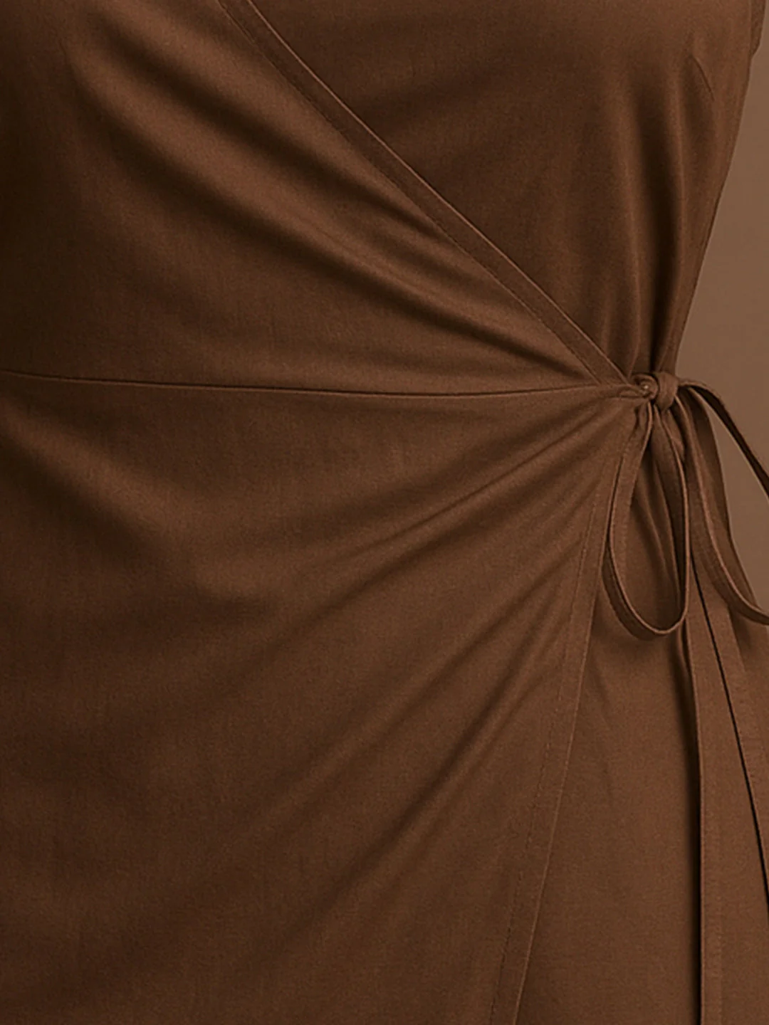 Brown Solid Shoulder Straps Mini Dress - Image 5