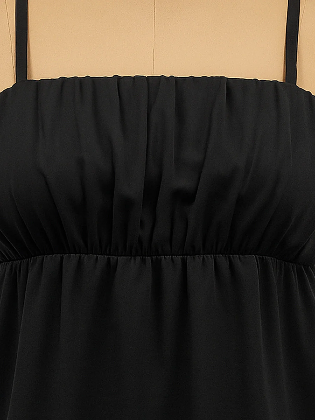 Black Solid Shoulder Straps Mini Dress - Image 5