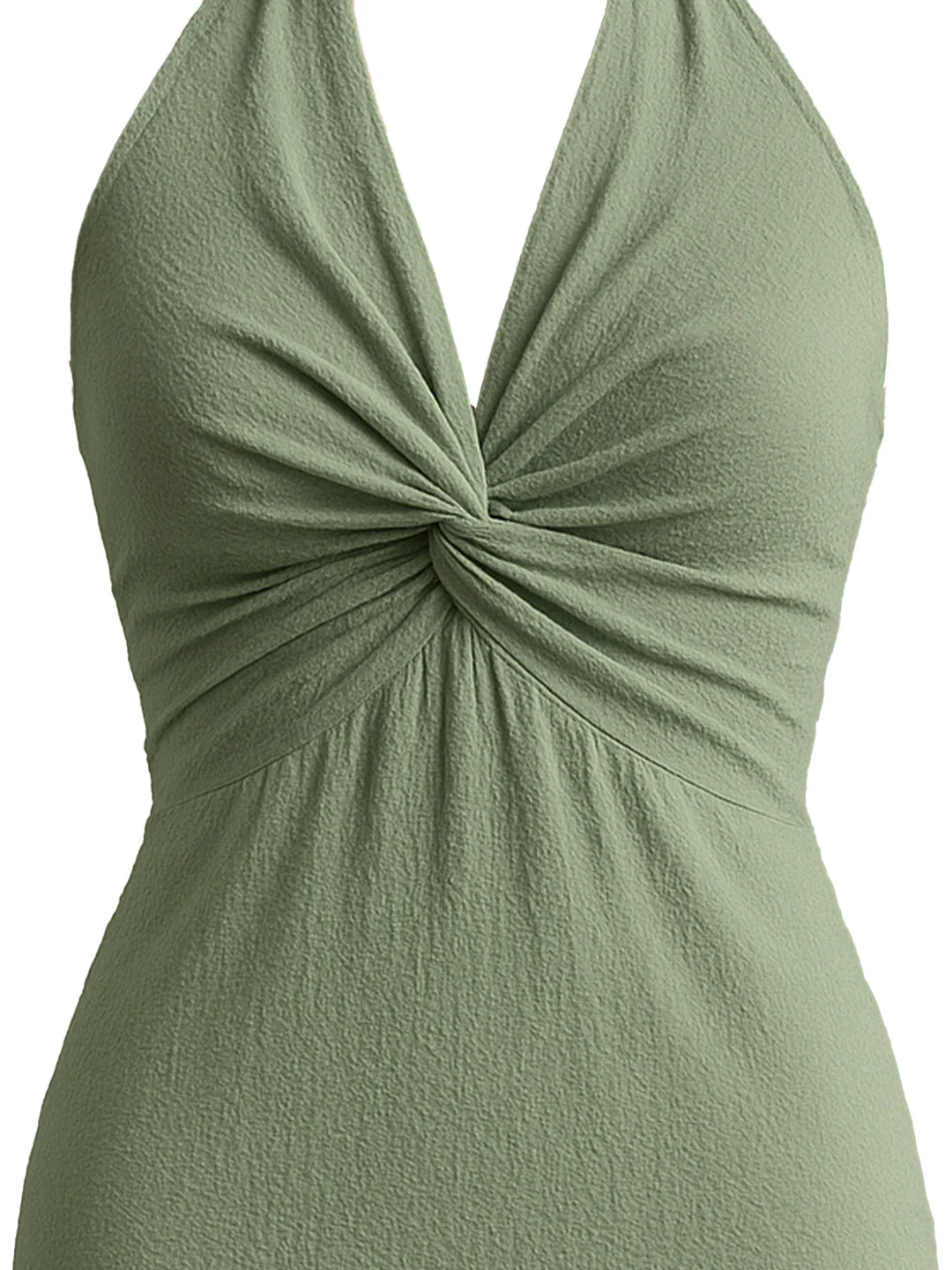 Green Solid Sleeveless Mini Dress - Image 5
