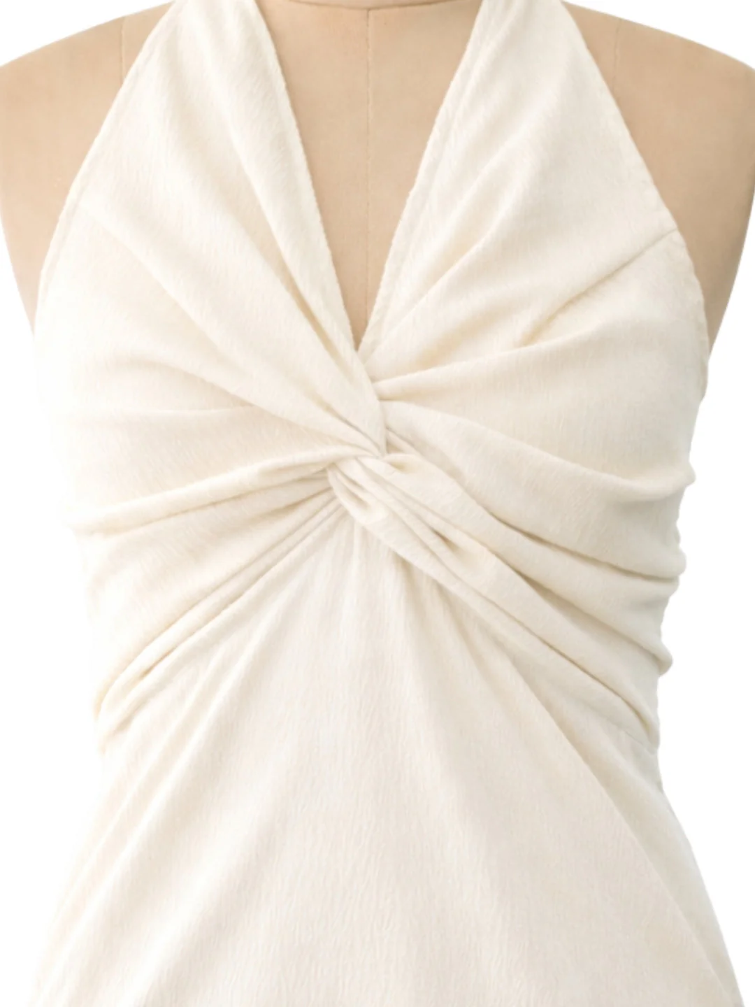 Cream Solid Sleeveless Mini Dress - Image 5