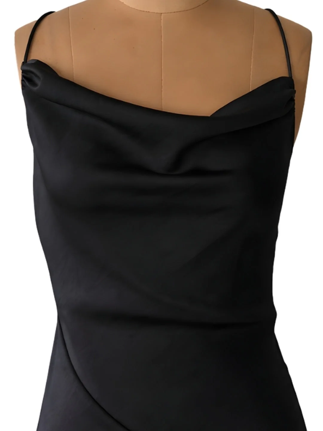 Black Solid Shoulder Straps Mini Dress - Image 5