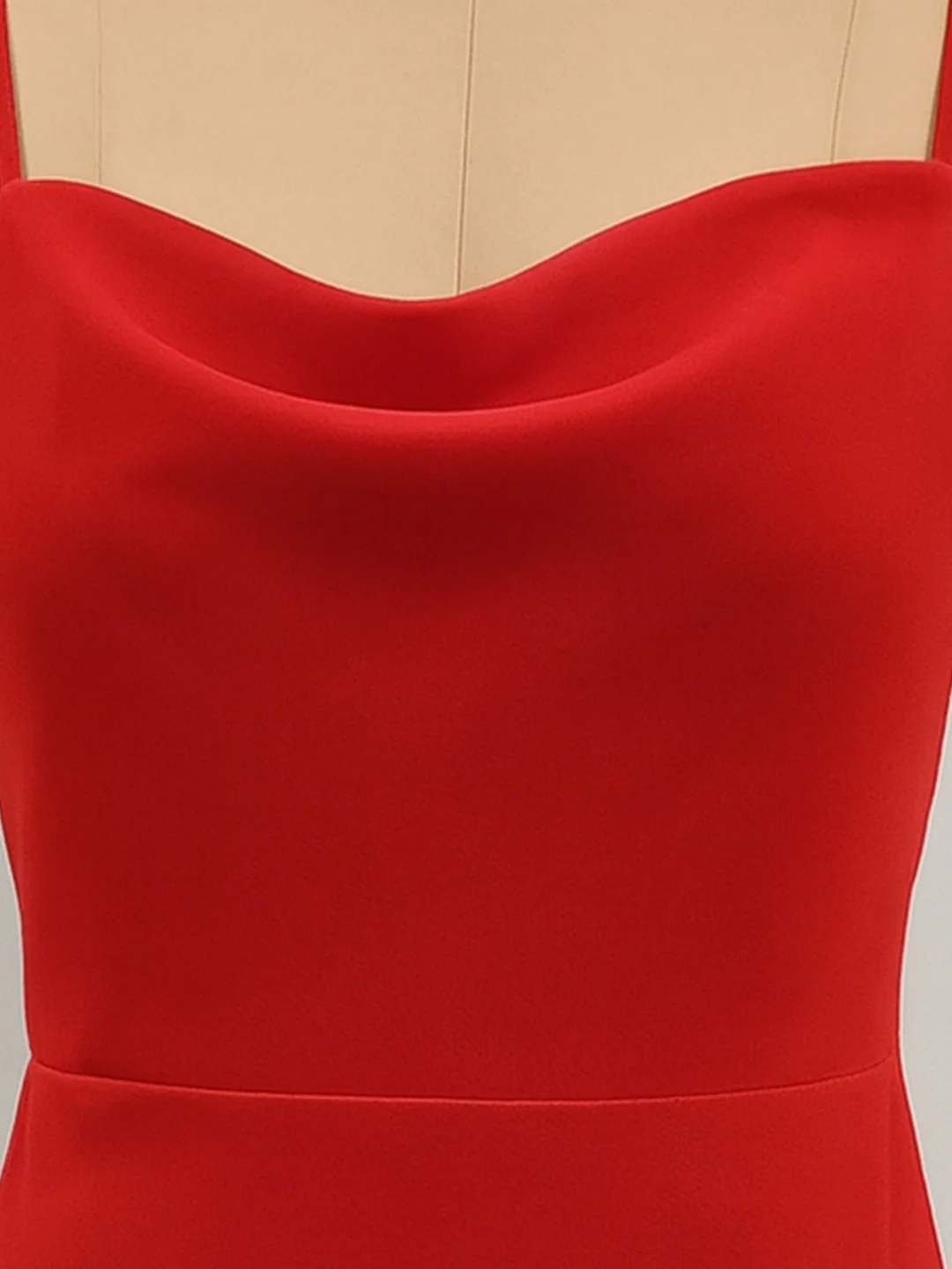 Red Solid Shoulder Straps Mini Dress - Image 5