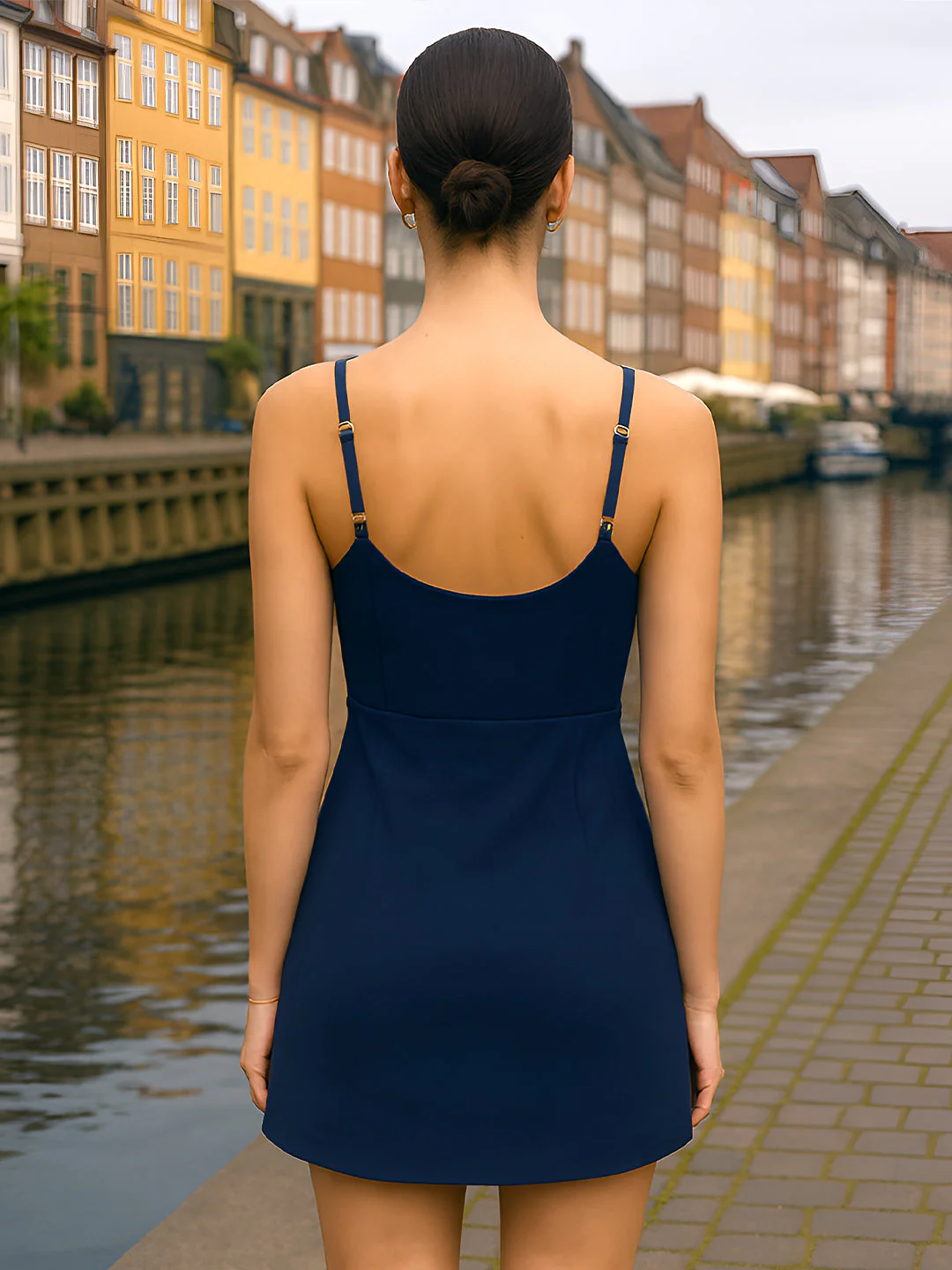 Navy Solid Mini Dress - Image 4