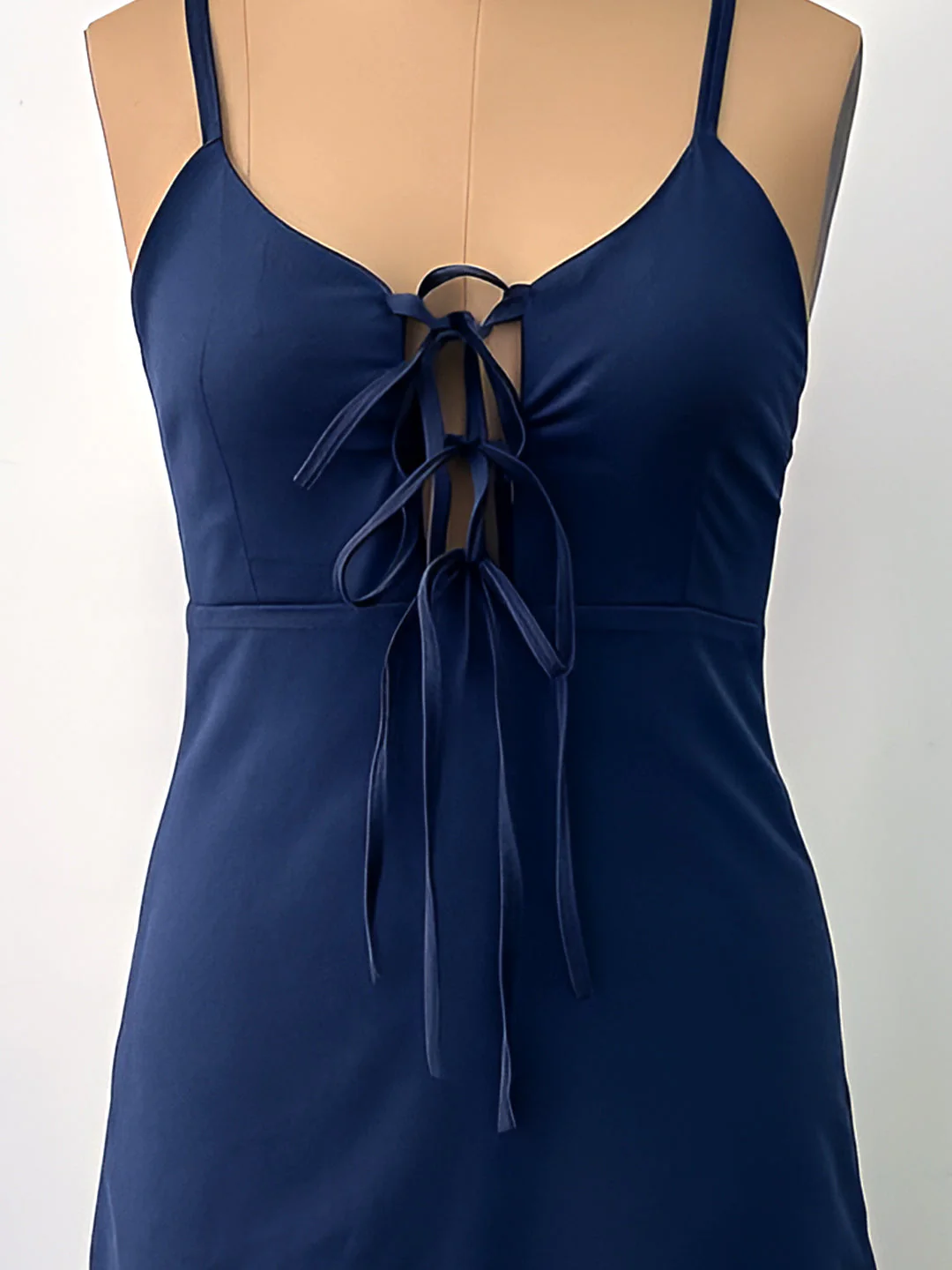 Navy Solid Mini Dress - Image 5