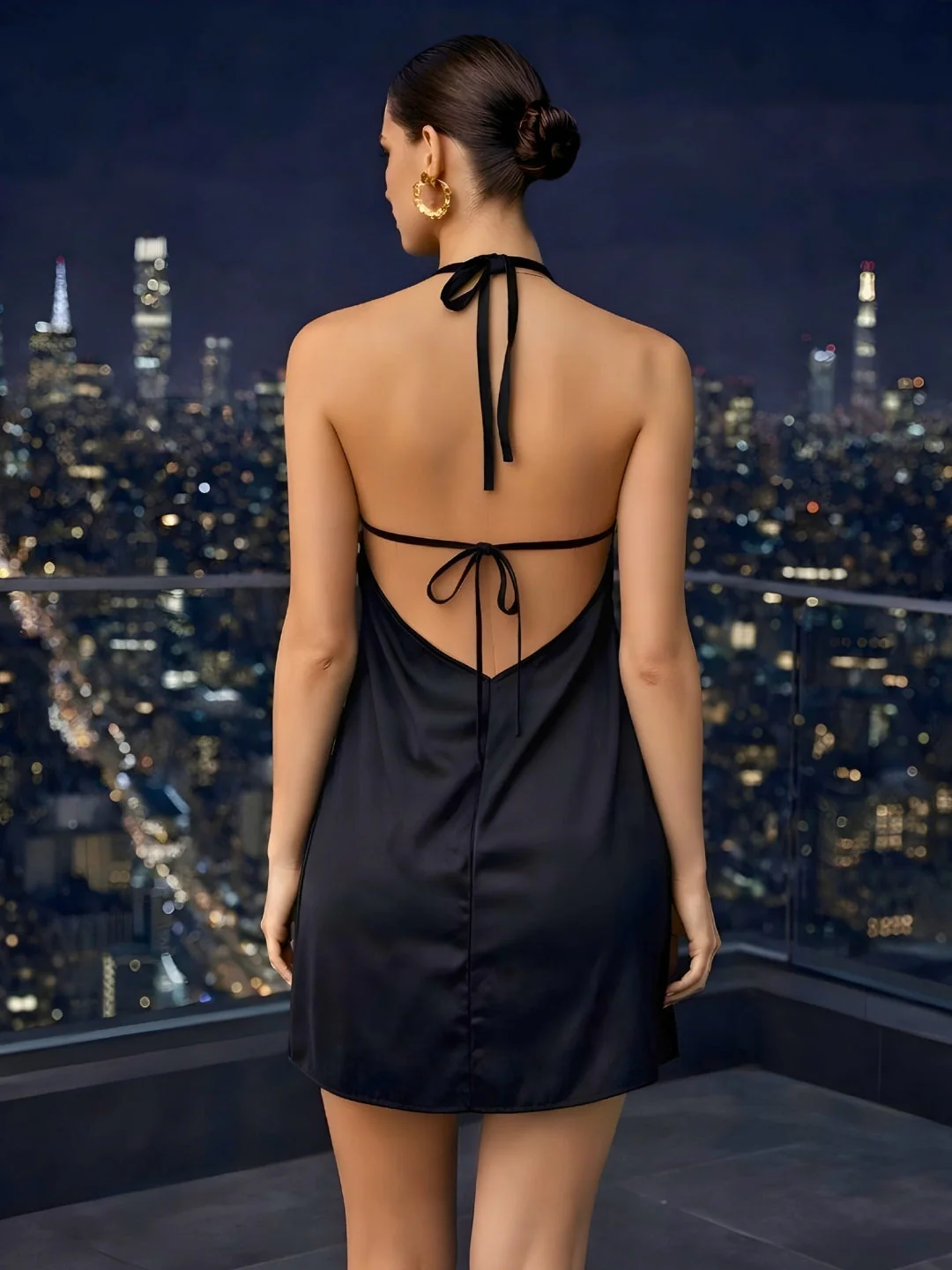 Black Solid Mini Dress - Image 4