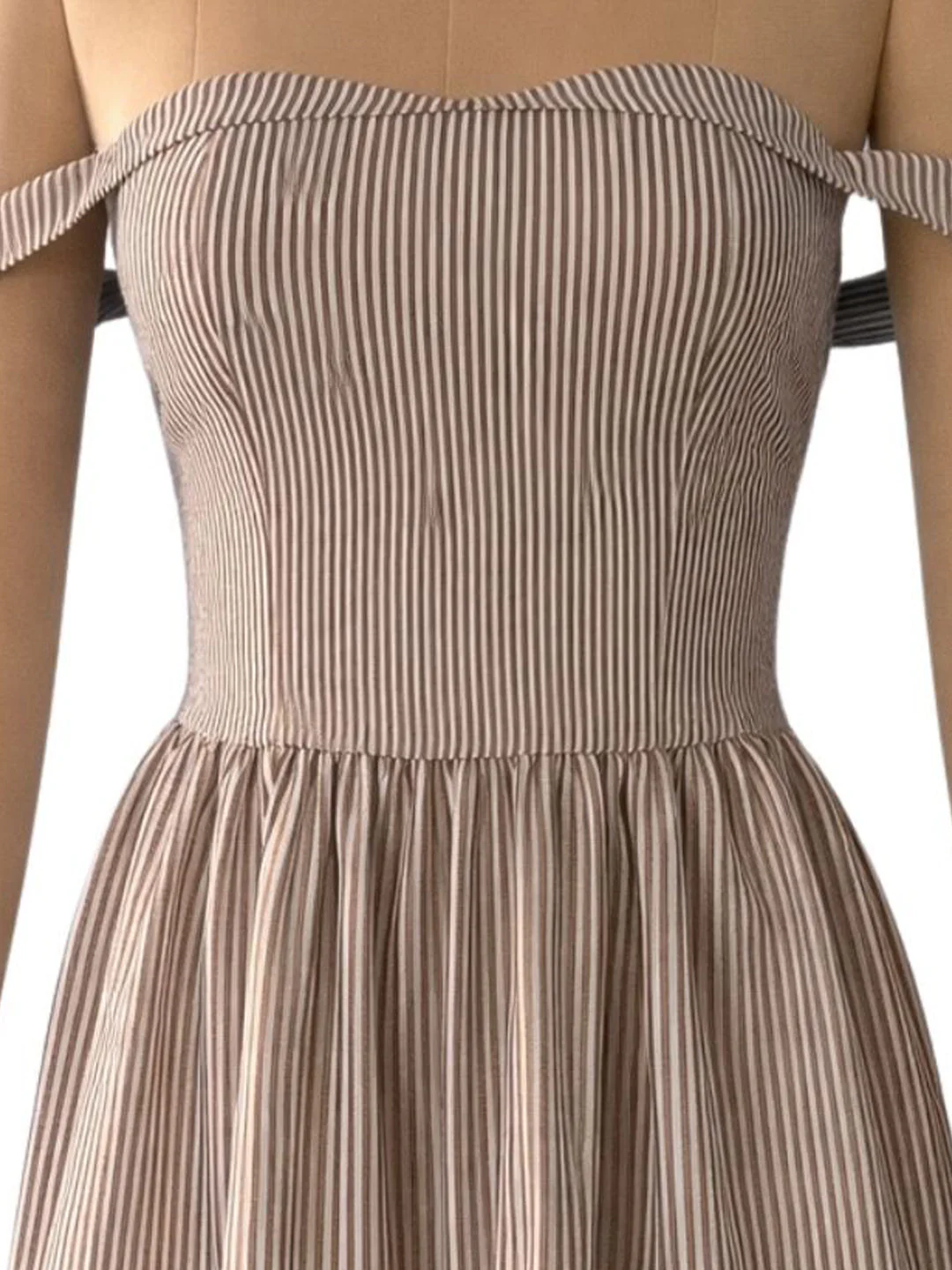 Brown Stripes Sleeveless Mini Dress - Image 5