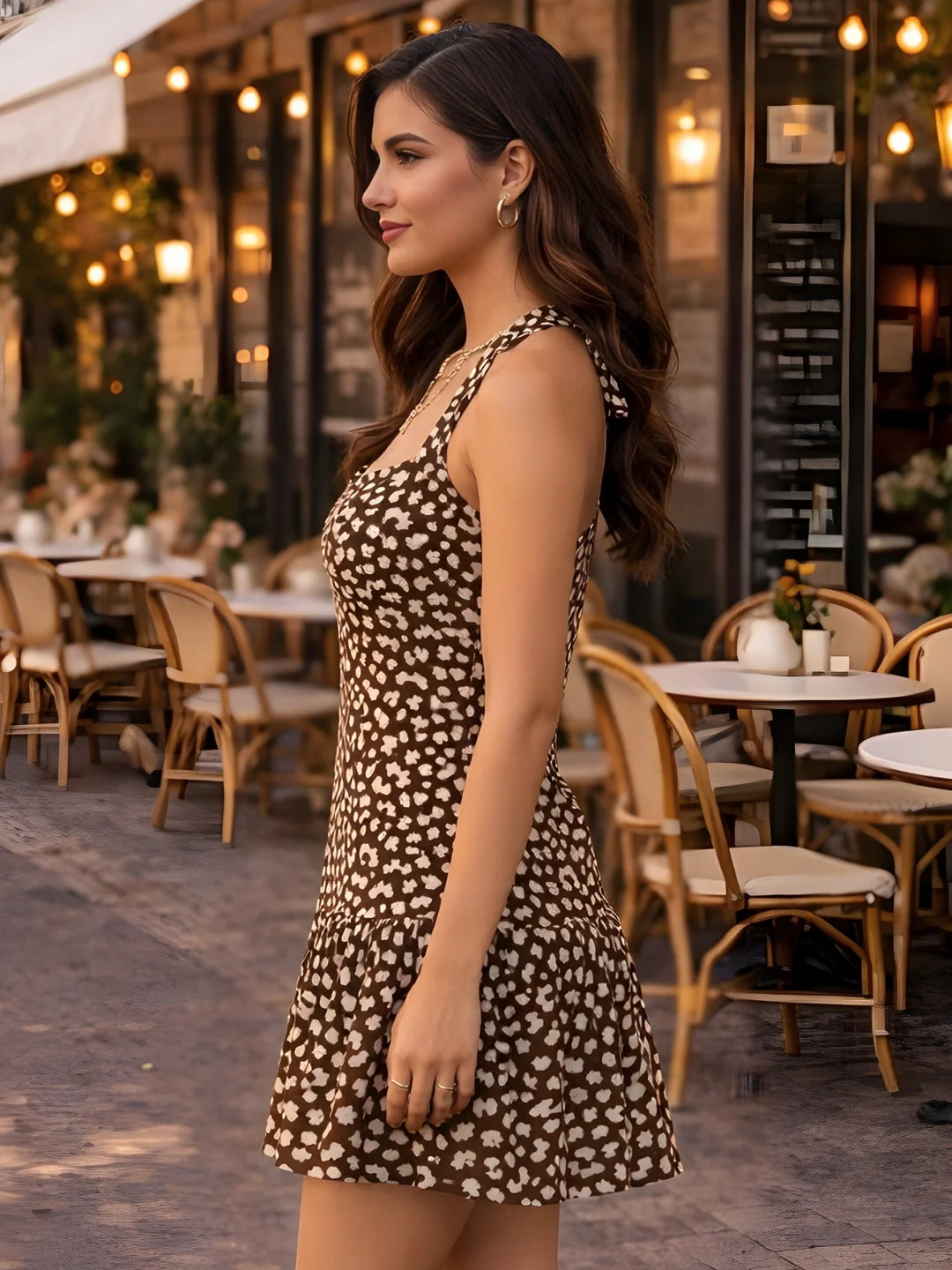 Brown Animal Print Sleeveless Mini Dress - Image 3