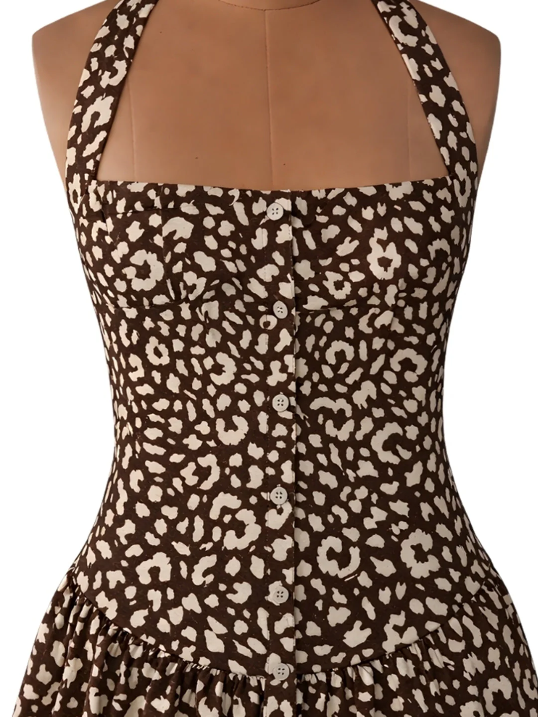Brown Animal Print Sleeveless Mini Dress - Image 5
