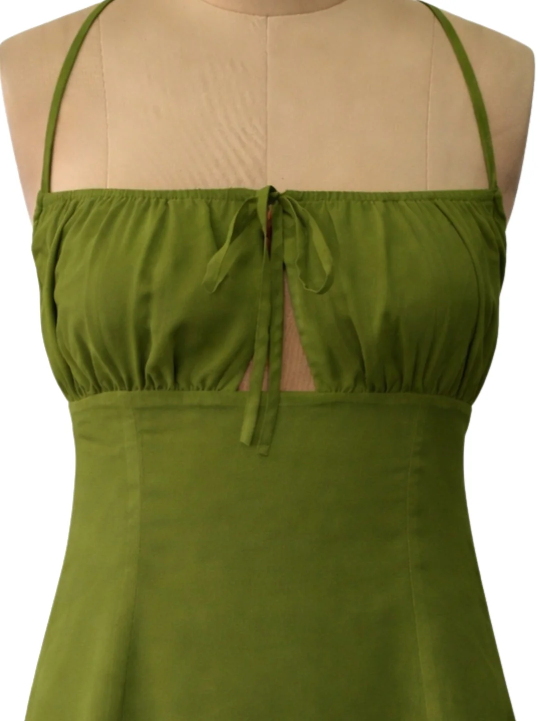 Olive Solid Shoulder Straps Mini Dress - Image 5