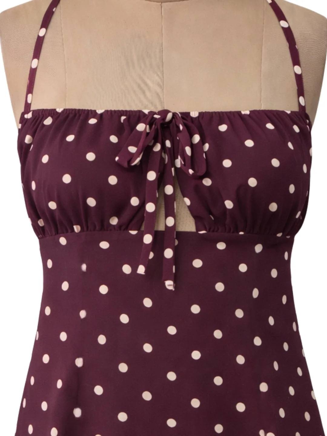 Brown Polka Dot Shoulder Straps Mini Dress - Image 5