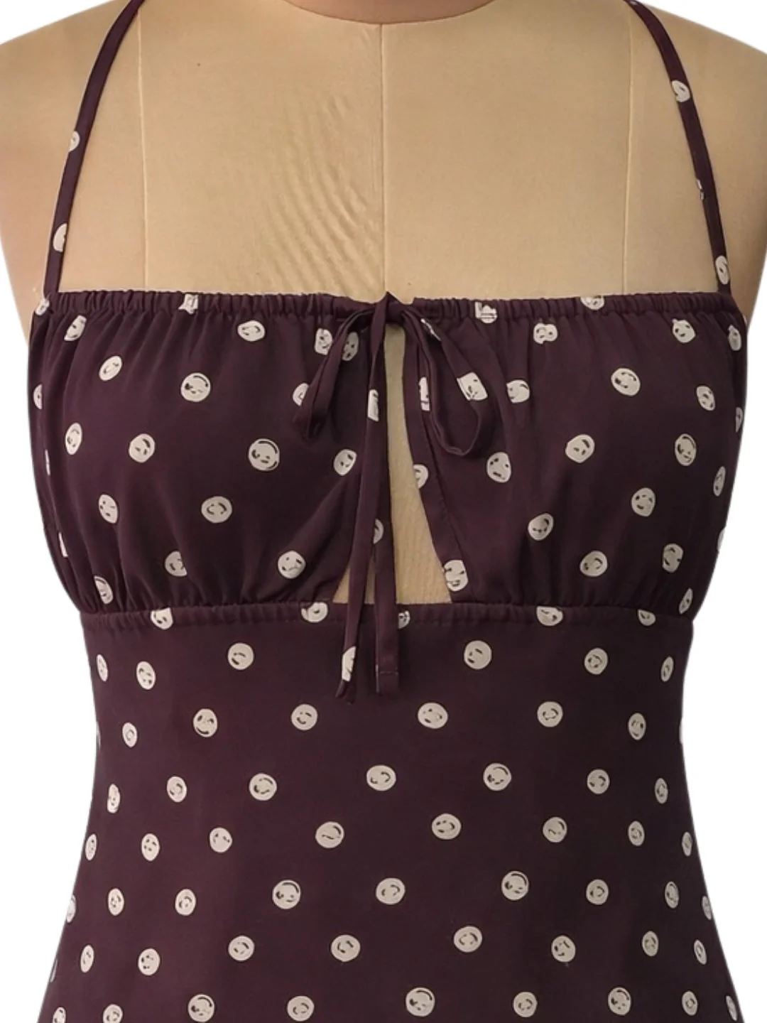 Brown Polka Dot Shoulder Straps Mini Dress - Image 5