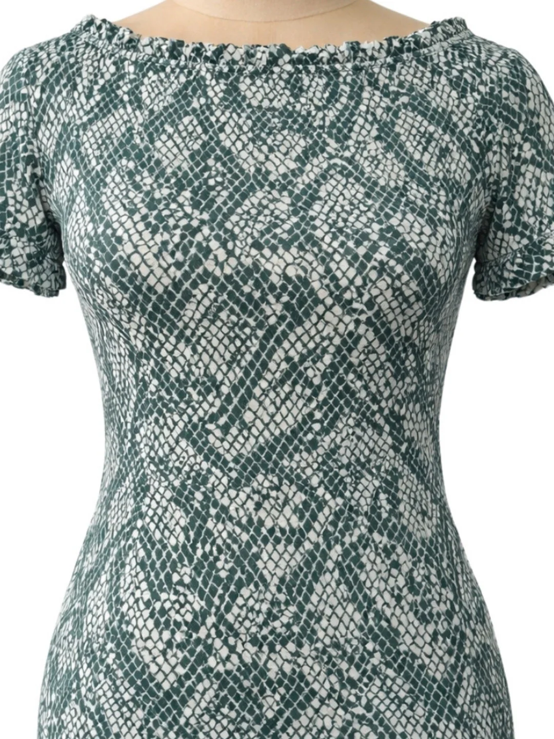 Green Animal Print Half Sleeves Mini Dress - Image 5
