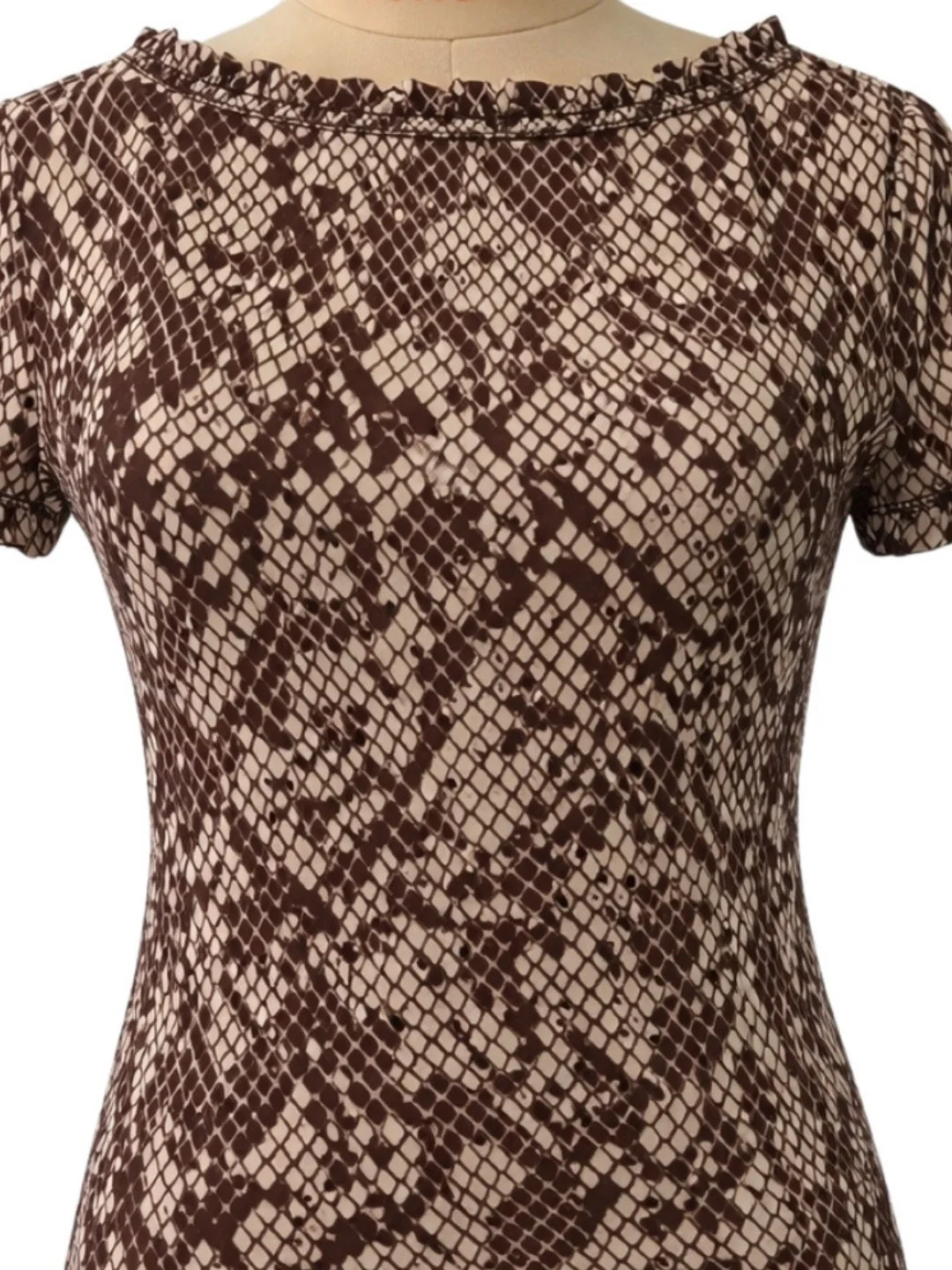 Brown Animal Print Half Sleeves Mini Dress - Image 5