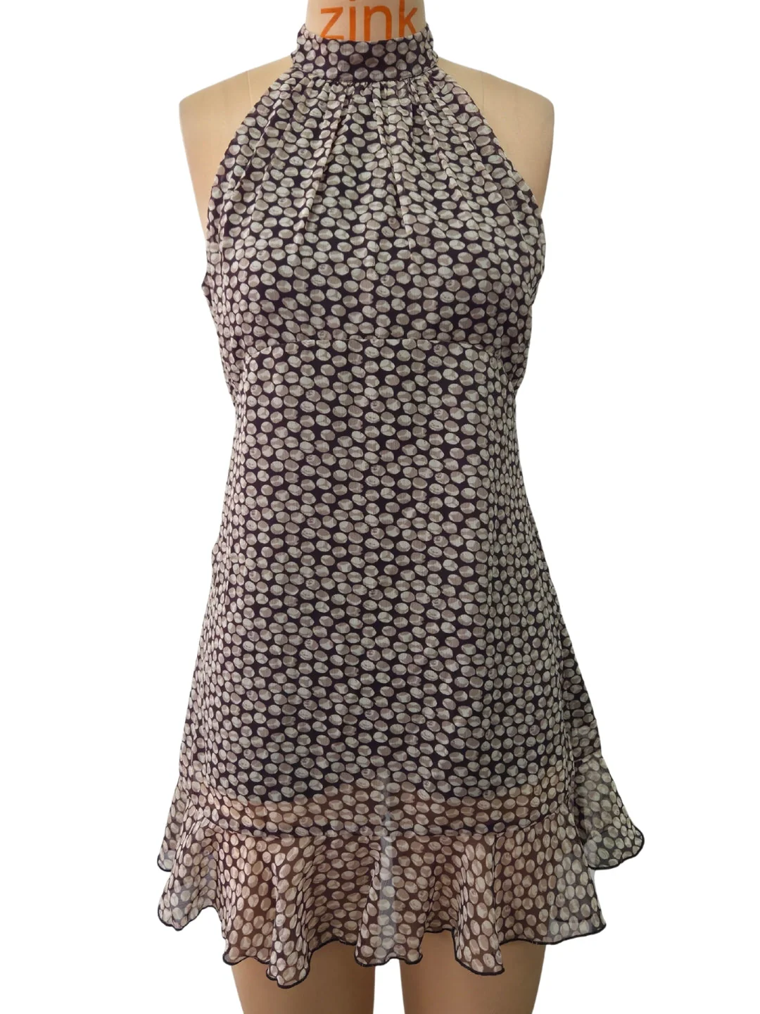 Brown Abstract Sleeveless Mini Dress - Image 5