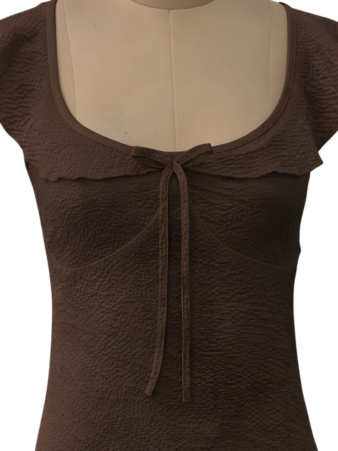Brown Solid Shoulder Straps Mini Dress - Image 5
