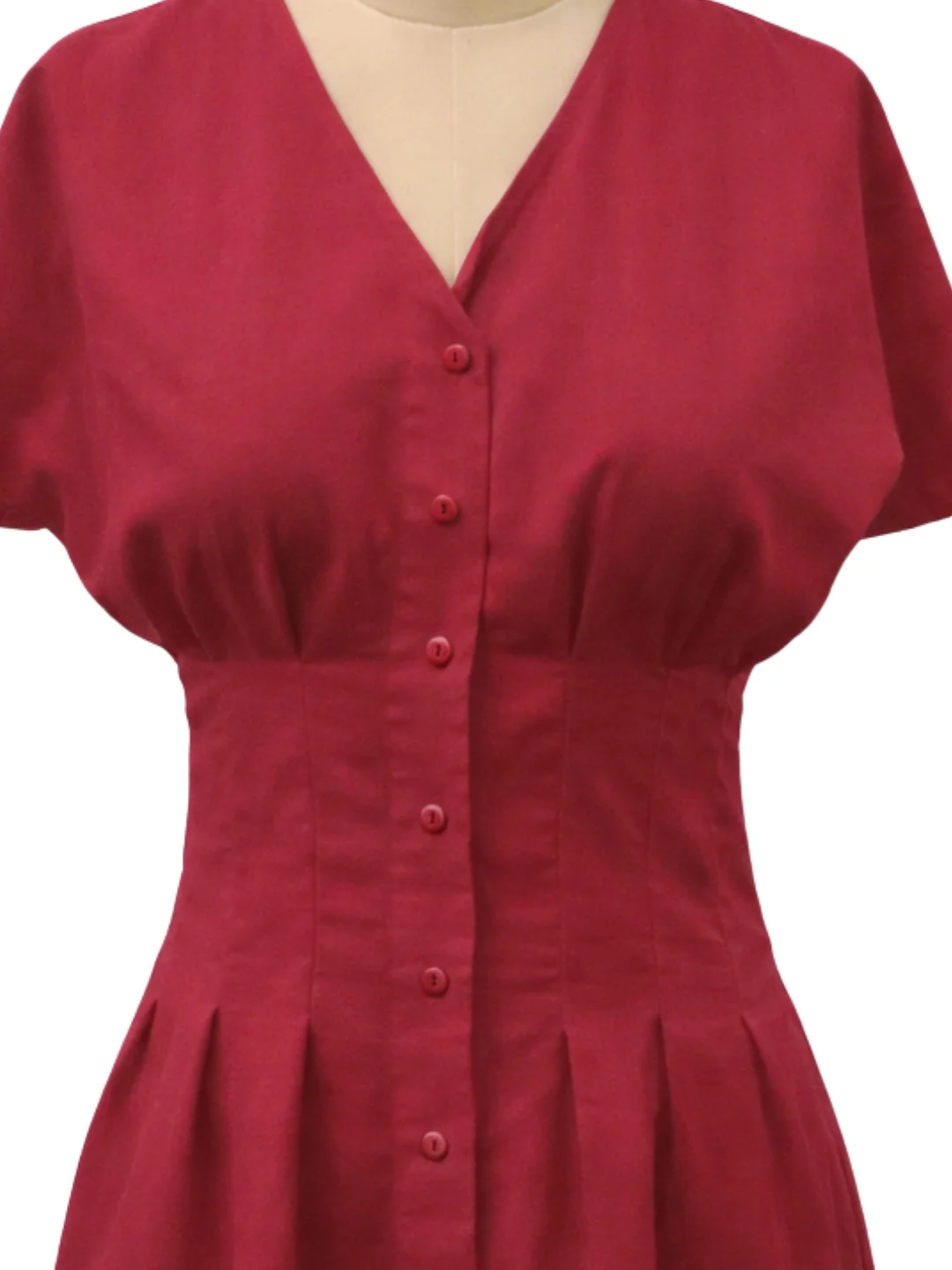 Magenta Solid Short Sleeves Mini Dress - Image 5