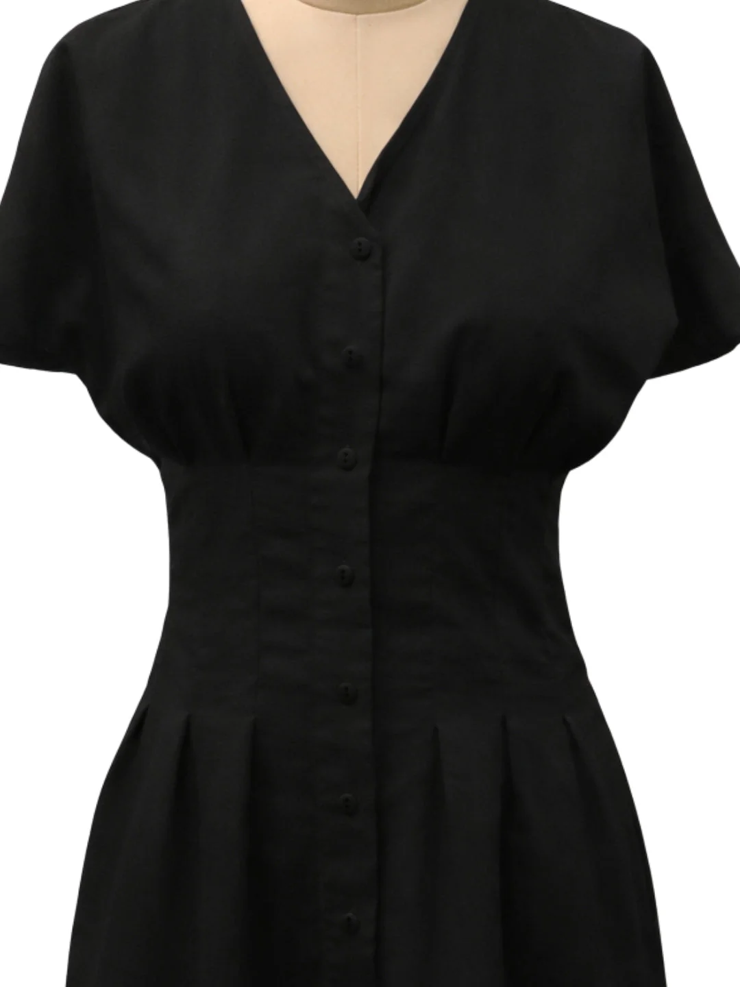 Black Solid Short Sleeves Mini Dress - Image 5