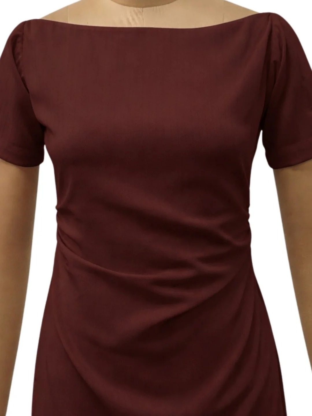 Brown Solid Half Sleeves Mini Dress - Image 5