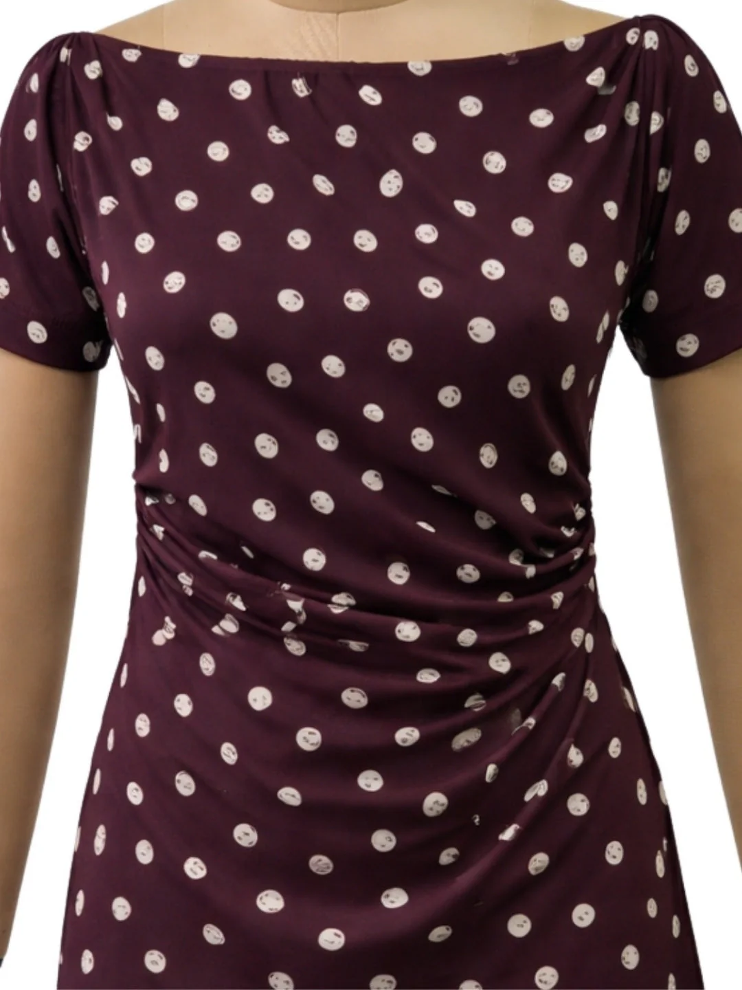 Brown Polka Dot Half Sleeves Mini Dress - Image 5
