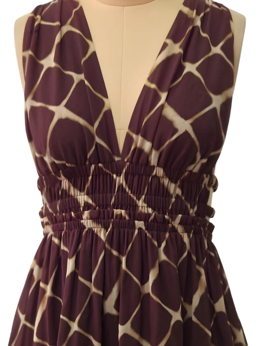 Brown Geometric Sleeveless Mini Dress - Image 5