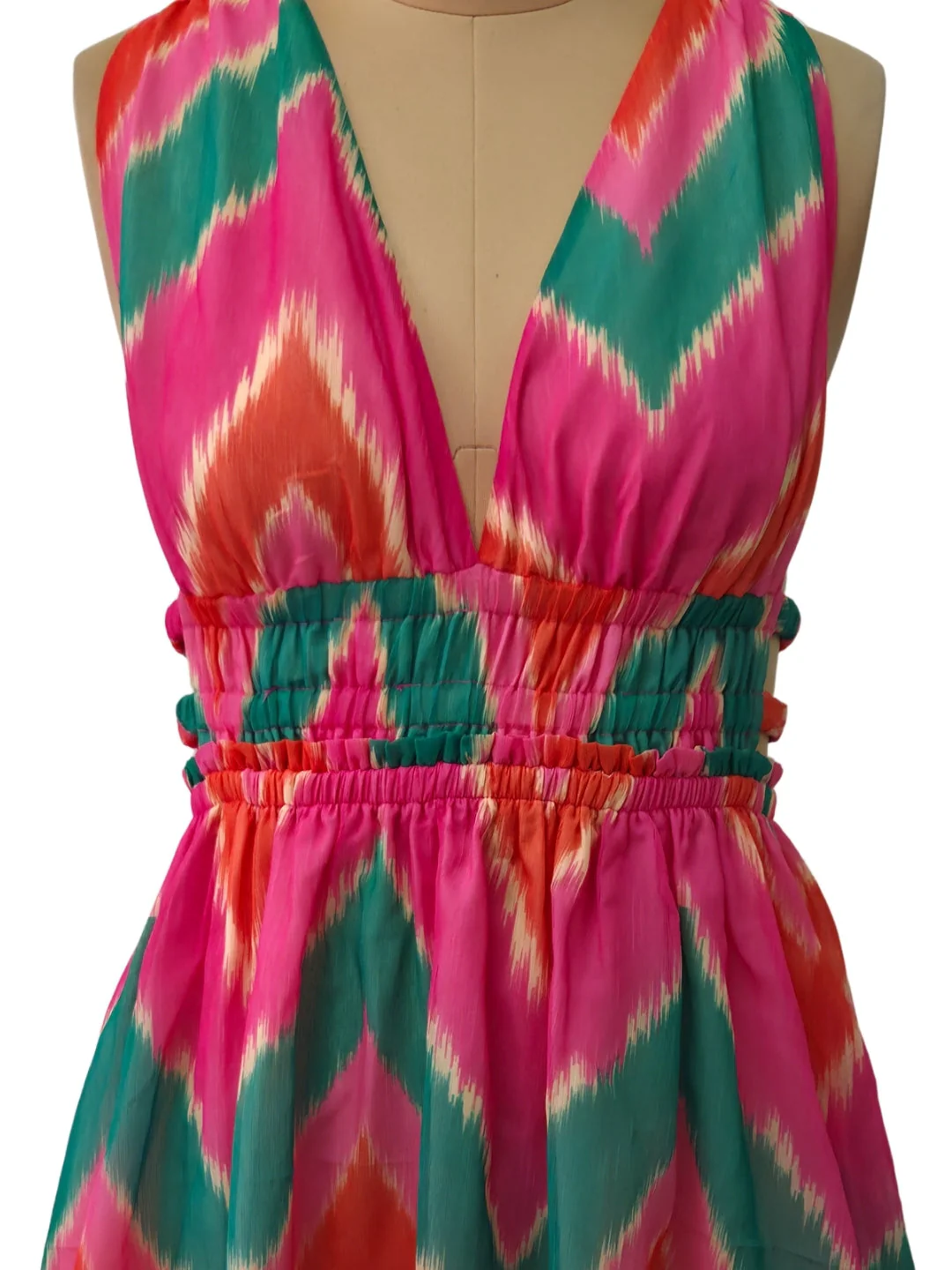 Multi Zig Zag Sleeveless Mini Dress - Image 5
