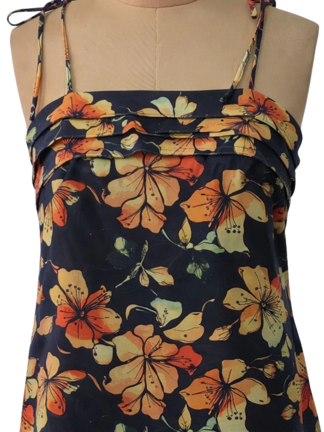 Black Floral Shoulder Straps Mini Dress - Image 5