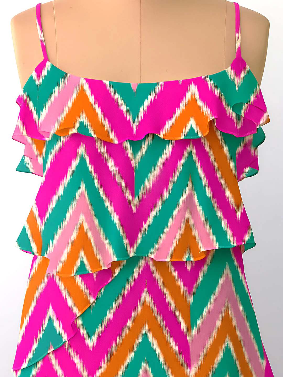Pink Printed Shoulder Straps Mini Dress - Image 5