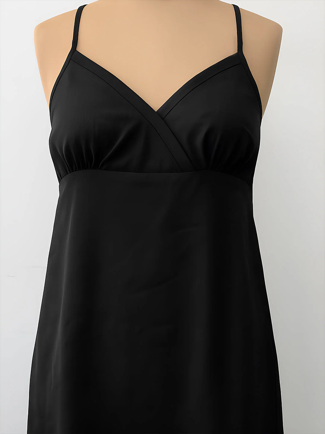 Black Solid Shoulder Straps Mini Dress - Image 5