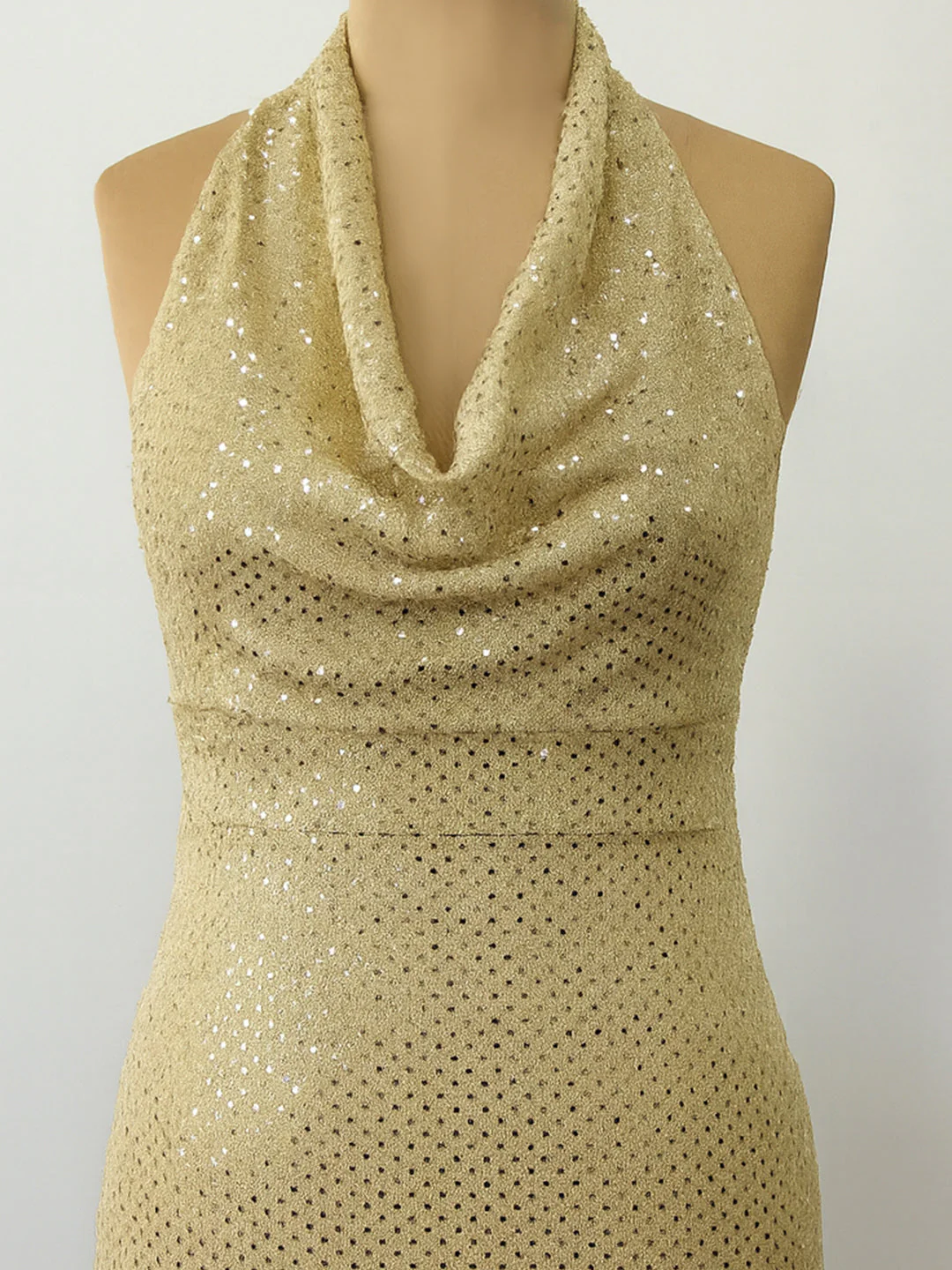 Gold Solid Sleeveless Mini Dress - Image 5