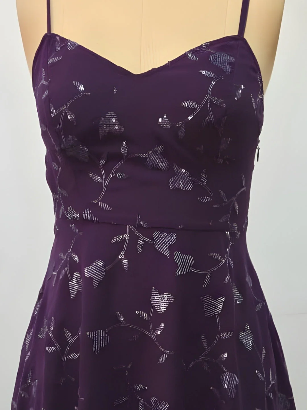 Purple Embroidered Shoulder Straps Mini Dress - Image 5