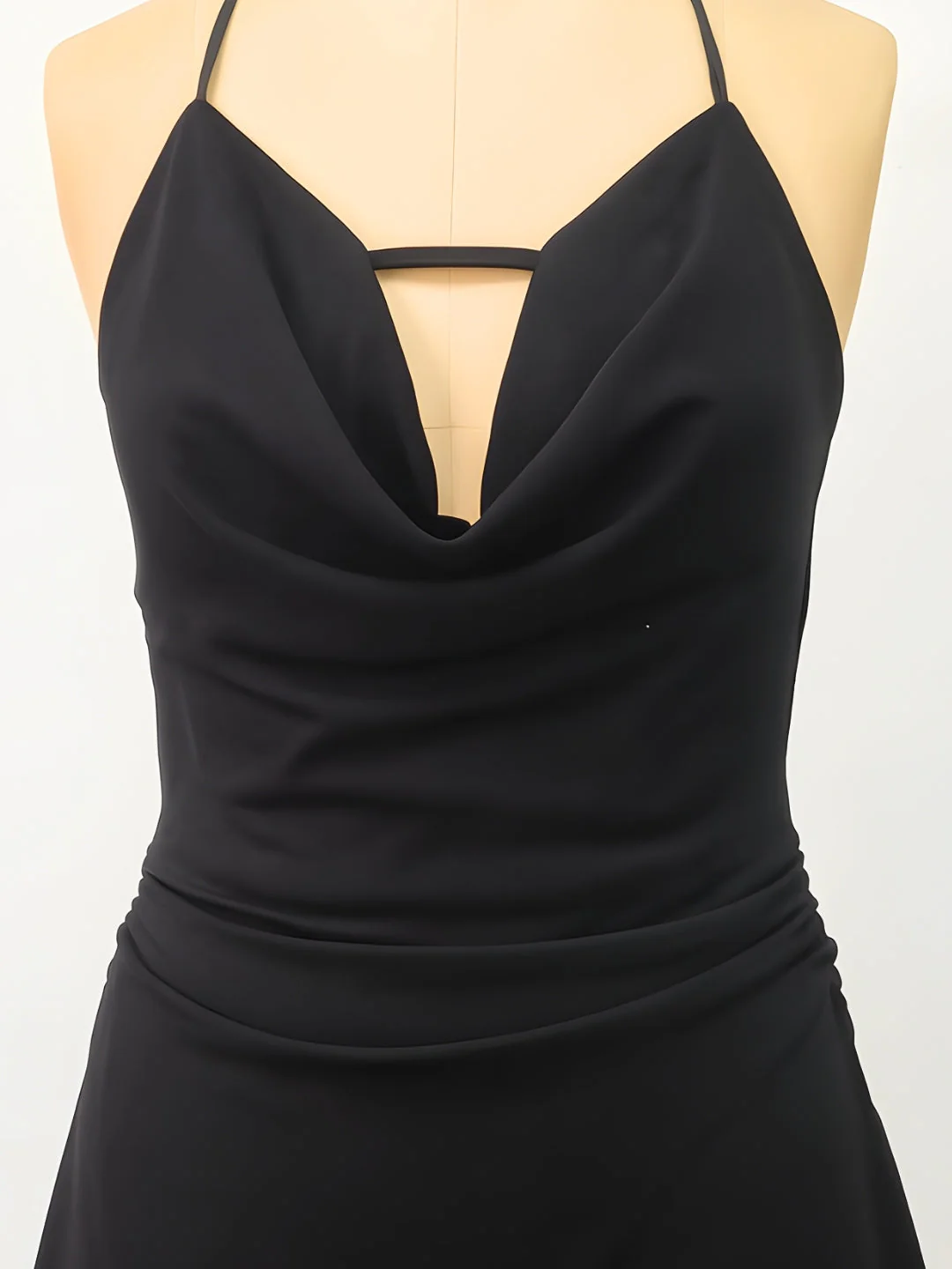 Black Solid Shoulder Straps Mini Dress - Image 5