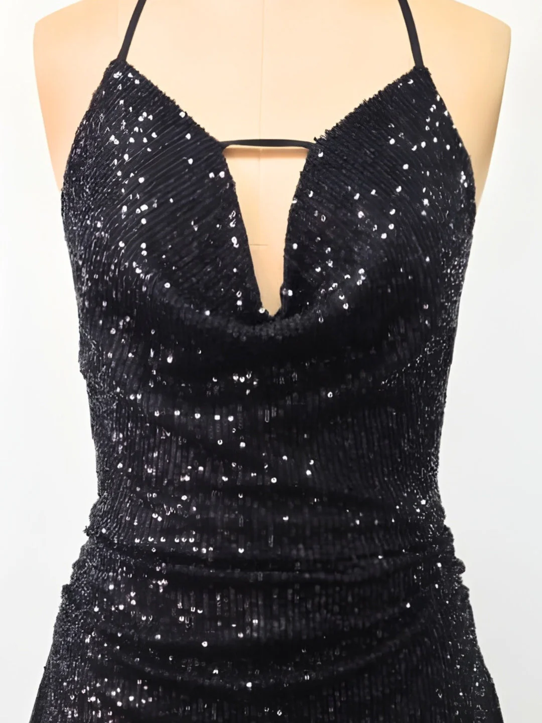 Black Solid Shoulder Straps Mini Dress - Image 5