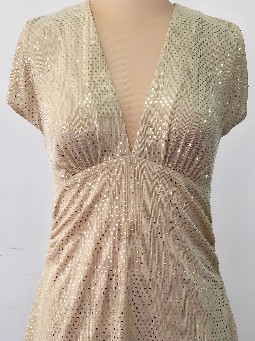 Gold Solid Short Mini Dress - Image 5